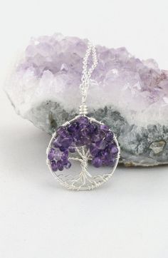 Purple Bliss Petite Sterling Silver Tree Of Life Amethyst Lavender Stone Jewelry Gift, Handmade Lavender Crystal Necklaces Gift, Handmade Lavender Crystal Necklace Gift, Wire Wrapped Purple Jewelry Gift, Lavender Wire Wrapped Jewelry For Gifts, Lavender Wire Wrapped Necklace For Gift, Purple Crystal Necklace With Stones As A Gift, Spiritual Lavender Jewelry With Stones, Spiritual Lavender Stones Jewelry