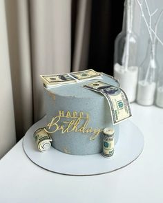 a birthday cake made to look like money