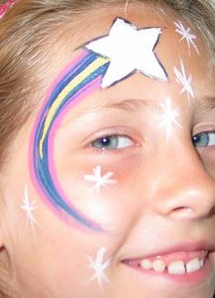 shooting star Kids Face Painting Easy, Star Ideas, Bodysuit Tattoos, Dragon Birthday, Rainbow Painting, Face Painting Designs