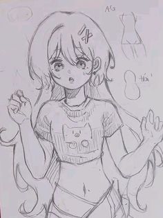 a drawing of a girl with her hands in the air