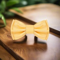 Sophisticated Yellow Bow Tie Choose your favorite shade of yellow bow tie! This bow tie is available as a self tie bow tie or a pre tied bow tie. Choose From: Single Bow Tie Bow Tie, Pocket Square Material of Bow Tie and Pocket Square: 100% Silk Bow Tie Fits Neck Sizes: 14 - 22” Inches Choose From: Self Tie Pre Tied Pattern On Fabric: Solid With Lined Perfection Color Of Fabric: Dandelion Yellow Golden Amber Tuscany Yellow Metallic Wheat Elegant Yellow Bow Tie For Black Tie Events, Dapper Bow With Butterfly Knot, Elegant Yellow Bow Tie For Formal Occasions, Dapper Adjustable Bow Tie With Detachable Bow, Adjustable Dapper Bow Tie With Detachable Bow, Tuscany Yellow, Yellow Bow Tie, Dandelion Yellow, Yellow Bow