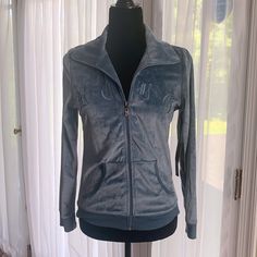 New Soft Fleece By Bcbg Max Azria Size Small In Blue Fog Color. Bcbg Is Embroidered On The Front Along With Two Pockets. Fitted Blue Outerwear For Loungewear, Blue Fog, Black Tulips, Bcbg Max Azria, Max Azria, Hooded Cardigan, Black Zip Ups, Embroidered Jacket, Workout Hoodie