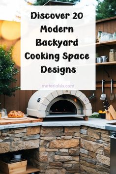 Discover modern backyard cooking space designs featuring a rustic stone pizza oven and outdoor kitchen setup. Covered Grill Station