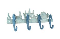 Enchanting Blue and White Cast Iron Seahorse Nautical Sea Life Decorative Wall Hook Wall Hook Rack, Decorative Wall Hooks, Towel Hanger, Hanging Towels, Seahorses, Coastal Blue, Functional Storage, Ocean Inspiration, Art Display