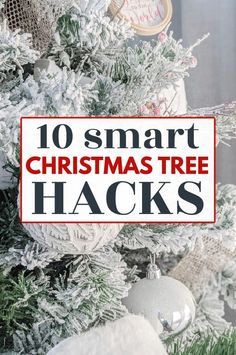 Christmas Tree Hacks, Christmas Tree Decorating Tips, Christmas Tree Storage, Christmas Tree Decorating Themes, Christmas Tree Inspiration, Flocked Christmas Trees, Ribbon On Christmas Tree, Christmas Tree Ideas