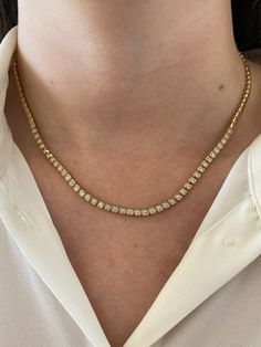 Aubrey Necklace – Kasia J. Gold Luxury Tennis Necklace For Party, Luxury Gold Tennis Necklace For Party, Luxury Tennis Necklace For Party, Luxury Single Strand Tennis Necklace, Luxury Tennis Necklace For Evening, Take It Off, Indian Jewelry Sets, Dainty Jewelry, Indian Jewelry