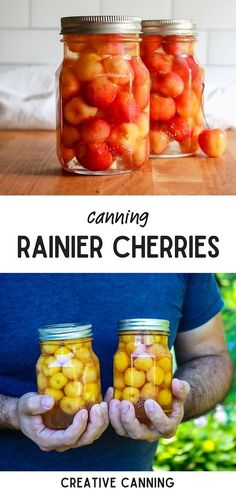 canning rainier cherries in jars with text overlay