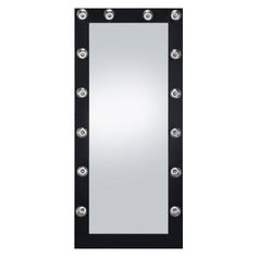 FLOOR MIRROR, BLK HIGH GLOSS, 32.00 X 5.50 X 71.00"H Floor Mirror With Lights, High Gloss Floors, Full Length Floor Mirror, Mirror With Led Lights, Ornate Furniture, Mirrored Nightstand, Rodeo Drive, Metal Floor, Full Length Mirror