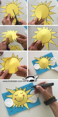 step by step instructions on how to make a paper sun craft for kids and adults