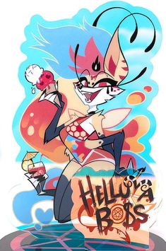 an image of a cartoon character on a surfboard with the words hello's boss