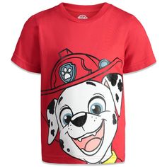 Get ready for a fun adventure in this adorable Paw Patrol Short Sleeve T-Shirt! Join Marshall, Chase, Rubble, Skye, Rocky, Zuma, Everest, and the rest of the rescue pups as they help solve problems around Adventure Bay with their pal Ryder. Always ready to help a friend, these mighty pups need your little helper’s assistance to complete their mission, save the day, and bring a smile to the faces of those around them. Your child will love to wear this short sleeve graphic tee shirt featuring thei Character Cotton T-shirt With Crew Neck, Playful Crew Neck T-shirt For Playtime, Character Crew Neck Cotton Top, Themed Red Short Sleeve Tops, Red Themed Short Sleeve Tops, Playful Tops With Funny Print For Playtime, Character Style Short Sleeve T-shirt With Cartoon Print, Cotton Character T-shirt With Crew Neck, Character Cotton T-shirt Crew Neck