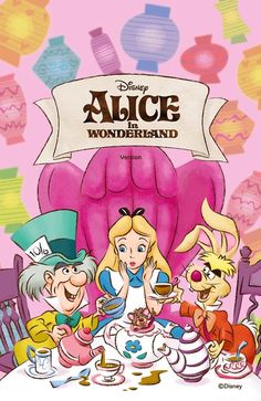 an image of alice and the wonderland tea party with characters from disney's animated movie