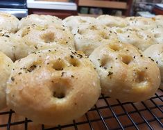 freshly baked bagels cooling on a wire rack