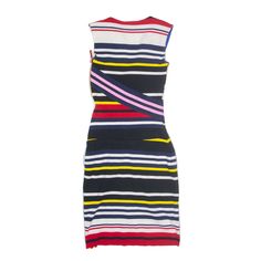 Item is in used condition. Colour bleed to back and small mark. . >Size: UK 6 >Armpit To Armpit: 15" >Armpit To Cuff: N/A" >Collar To Hem: 35" Striped Sleeveless Fitted Bodycon Dress, Fitted Striped Sleeveless Bodycon Dress, Fitted Sleeveless Striped Bodycon Dress, Red Fitted Sleeveless Cotton Dress, Fitted Red Sleeveless Cotton Dress, Fitted Multicolor Sleeveless Cotton Dress, Thornton Bregazzi, Space Cadet, Preen By Thornton Bregazzi