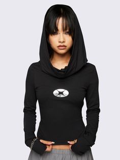 Xenon Hooded Top Gen X Soft Club, Early 2000s Style, Minga London, Tumblr Outfits, Hooded Top, Boring Clothes, Metal Accents, Hooded Tops, Grunge Style