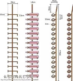 the diagram shows different types of metal rods with holes and screws on each end