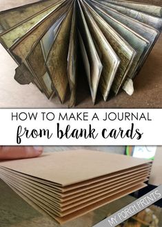 an open book with the title how to make a journal from blank cards