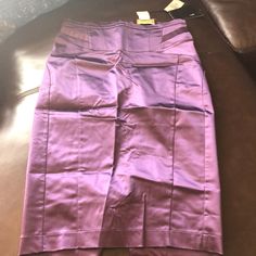 Satin Pencil Skirt New With Tags Size 44 Original Seller Marked Wrong Size 44 It Or Us Size 8 Stretch Purple Skirt For Night Out, Purple Stretch Skirt For Night Out, Purple Stretch High Waist Skirt, Purple High Waist Stretch Skirt, High Waist Stretch Purple Skirt, Formal Purple Bottoms With Pockets, Fitted Purple Skirt For Party, Elegant Fitted Lavender Bottoms, Fitted Purple Party Skirt