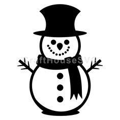 a black and white snowman with a top hat, scarf and nosepieces