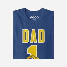 He’s not just your dad, he’s the best one around! A dad as amazing as yours deserves a shirt that shows off his favorite team. Make sure everyone knows how great of a dad and fan he is with this Los Angeles Rams #1 Dad T-Shirt. This top features a design that showcases your all-important team colors and a bold team logo display across the chest, meaning this t-shirt will prove your unmatched dedication to the Los Angeles Rams when you’re at the game or watching at home with your #1 family. In ot Game Day T-shirt With Team Name For Father's Day, Team Name T-shirt For Game Day On Father's Day, Game Day Team Spirit T-shirt For Father's Day, Team Name T-shirt For Game Day, Father's Day Team Spirit T-shirt With Crew Neck, Father's Day Team Spirit Crew Neck T-shirt, Father's Day Fan Apparel T-shirt With Team Name, Father's Day Game Day T-shirt With Team Spirit, Father's Day Team Spirit Tops With Team Name