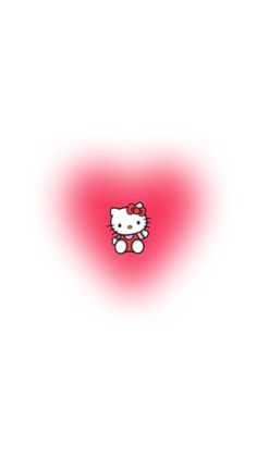 an image of a hello kitty wallpaper with red light coming from the bottom right corner