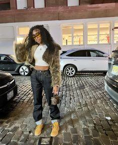 Cute Outfits Winter Going Out, Club Fits Black Women Winter, Winter 25 Outfits, No Cap Concert Outfit, Timberland Boots Outfit Women Black, Cute Birthday Outfits Black Women Winter, Party Outfits Night Winter, Winter Fly Girl Outfits, Baddie Timberland Outfits