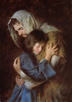 a painting of jesus holding a child with the words, jesusanity above it