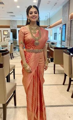 Vidya Pradeep In Exquisite Traditional Outfits Kanjivaram Saree Bridal Look, Bridal Sarees South Indian Kanchipuram, Shadi Hairstyles, Indian Bridal Looks, Brides 2023, Vidya Pradeep, Aishwarya Lakshmi, South Indian Wedding Saree, Best Indian Wedding Dresses