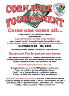 a flyer for the corn hole tournament