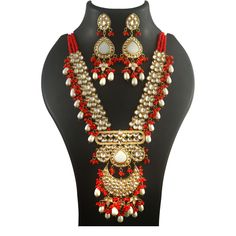 This is a stunning hand painted necklace perfect for high end Jewelry Collector, a keeper in Traditional Vintage Indian/Pakistani Bridal jewelry and a Luxury Gift for your Daughter, Sister or Wife on Wedding or Anniversary. Perfect for any type of occasions, weddings And celebrations and a beautiful & memorable gift for weddings and special occasions. -Item Code:- L9716 -Red Rajwada Necklace Set with Earrings. -Designer multi layered beaded necklace with kundan pendant. -Gold Plated Set with kundan which shine like polki diamonds. -Metal: Gold plated brass -Earrings are 95mm long and 28mm wide -Push Back Earrings -Necklace length with pendant 14" approx excluding dori/cord -Quantity: One Necklace Set Please see more different designs here:- https://www.etsy.com/in-en/shop/LUCKYJEWELSART?re Luxury Traditional Red Bridal Necklace, Luxury Red Kundan Necklace For Gift, Luxury Red Kundan Necklace For Gifting, Polki Diamond Necklace, Layered Beaded Necklace, Multi Layer Necklace Beads, Red Beaded Necklace, Painted Necklace, Jodha Akbar