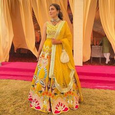 yellow wedding outfits Yellow Wedding Outfit, Wedding Men Outfit, Haldi Look, Best Bridal Lehenga, Lehenga Ideas