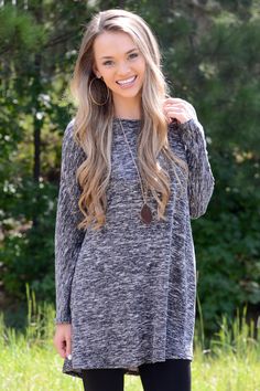 Fall 2017 sweater tunic with pockets! Comfy fall clothes! Chic Long Sleeve Sweater Dress With Ribbed Neckline, Casual Long Sleeve Stretch Knit Top, Gray Knit Top For Fall Layering, Casual Fall Sweater Dress With Ribbed Neckline, Gray Long Sleeve Knit Top For Spring, Casual Knit Stretch Long Sleeve Top, Trendy Long Sleeve Knit Sweater Dress, Gray Long Sleeve Top For Fall, Trendy Long Sleeve Cotton Knit Top