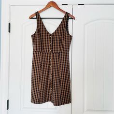 New, Never Worn Size Small Brown V-neck Mini Dress With Buttons, Brown Mini Dress With Buttons For Spring, Brown Buttoned Mini Dress For Day Out, Brown Mini Dress With Buttons For Day Out, Brown A-line Sundress, Brown Knee-length Mini Dress With Buttons, Brown A-line Mini Dress For Day Out, A-line Brown Mini Dress For Day Out, Eagle Dress