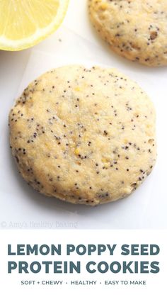 lemon poppy seed protein cookies with text overlay