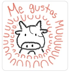 a drawing of a pig with the words me gusts on it