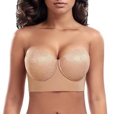 PRICES MAY VARY. Strapless bra with a longline band fits like a bustier top, it's an ideal design to wear exposed under a jacket or sheer shirt. It's suitable for big bust ladies with a cushioned underwire for moderate support without digging, thin cups with enough room to hug your bust. Seamless side band combined with well-made lace cups gives you a comfy fit while it still looks more delicate. Non-slip gripper fabric inside the band prevents sliding. Full back coverage with multiple hooks and Plus Size Corset Tops, Bra Plus Size, Strapless Bras, Strapless Bustier, Plus Size Corset, Band Fits, Big Bust, Sheer Shirt, Everyday Bra