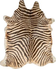 a zebra skin rug is shown on a white background