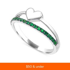 in stock Green Promise Jewelry For Valentine's Day, Green Heart Ring For Valentine's Day, Green Promise Ring For Valentine's Day, Green Valentine's Day Promise Ring, Macy's Green Jewelry For Anniversary, Split Shank Ring, Emerald Color, Split Shank, Jewelry Repair