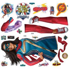 an image of a woman in costume with various stickers on her face and body