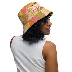 Need to stay groovy and cool in the summer sunshine? Our 70s Groovy Hippie Sunkissed Reversible Bucket Hat is here to save the day! Featuring a linen feel material and moisture-wicking fabric, this lightweight and breathable Panama Summer bucket hat is custom made to order in gorgeous orange, green, brown and cream shades – perfect for that ‘sun kissed’ look. Not only does it come with a classic mid century modern design featuring bright florals, but best of all, it can be worn on both sides – s Retro Multicolor Bucket Hat For Summer, Retro Adjustable Bucket Hat For Summer, Retro Multicolor Sun Hat For Summer, Adjustable Retro Bucket Hat For Summer, Retro Wide Brim Sun Hat For Summer, Retro Multicolor Summer Sun Hat, Reversible Multicolor Cotton Sun Hat, Multicolor Reversible Cotton Sun Hat, Retro Multicolor Summer Hats