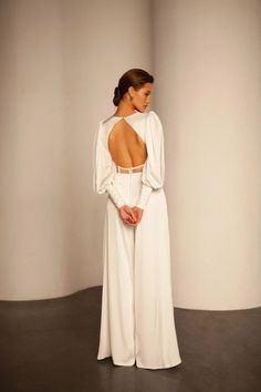 Wedding Party Jumpsuit, Wide Leg Wedding Jumpsuit, Long Sleeve Wedding Jumpsuit, Fall Bridal Outfits, Gender Neutral Wedding Outfit, Bridal Jumpsuit The Bride, Jumpsuit Palazzo, Jumpsuit Modern