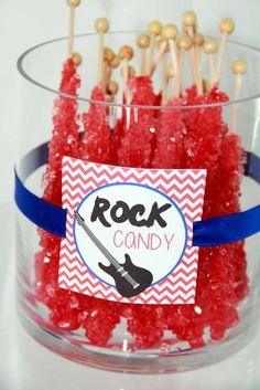 rock candy sticks in a clear glass bowl