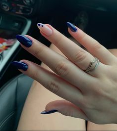 Simple Gel Nails, Casual Nails, Nails Desing, Nude Nails, Blue Nails, Black Nails, Nail Manicure, Almond Nails, White Nails