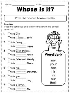 a worksheet with words and pictures on it