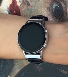 Samsung Galaxy Watch Active2 (40mm) Leather Bracelet Black & Silver Galaxy Watch Active2 (44mm) Band Leather Bracelet Leather 20mm Wristband Black Lether, Samsung Watch, Animated Man, Samsung Galaxy Watch, Bracelet Leather, Bracelet Black, Samsung Gear Watch, Quick Release