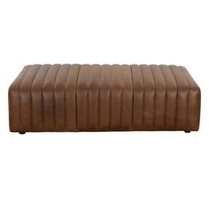 a brown leather bench on white background