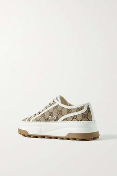 GUCCI Logo-jacquard canvas sneakers | NET-A-PORTER Gucci Canvas Shoes, Luxury Gucci Sneakers With Embroidered Logo, Luxury Gucci Sneakers, Designer Gucci Sneakers With Textured Sole, Gucci Beige Low-top Sneakers, Gucci Luxury Sneakers With White Sole, Luxury Gucci Sneakers With White Sole, Luxury Gucci Beige Sneakers, Luxury Beige Gucci Sneakers