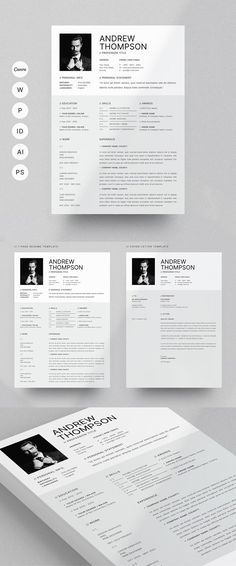 a clean and modern resume template with two different sections on the front, one in black and