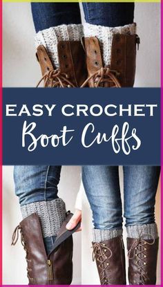 Keep warm (and stylish) with these cute and easy crocheted boot cuffs. A great beginner crochet project and also a great way to use up some extra yarn. Crochet Boot Cuffs Free Pattern, Crochet Boot Cuff Pattern, Diy Crochet Sweater, Crochet Boot Cuff, Boot Cuff Pattern, Crochet Boot Cuffs, Crochet Phone Cases, Boot Cuff, Chunky Knitting Patterns