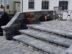 a house with stone steps leading up to it